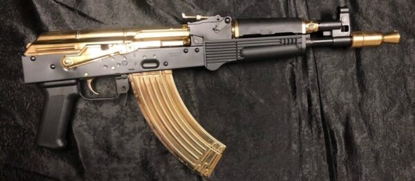 CUSTOM PIONEER ARMS HELL PUP AK-47, 24KT GOLD ACCENTS