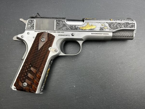 Colt 1911 Engraved Gold Plated D-Day Commemorative .38 Super